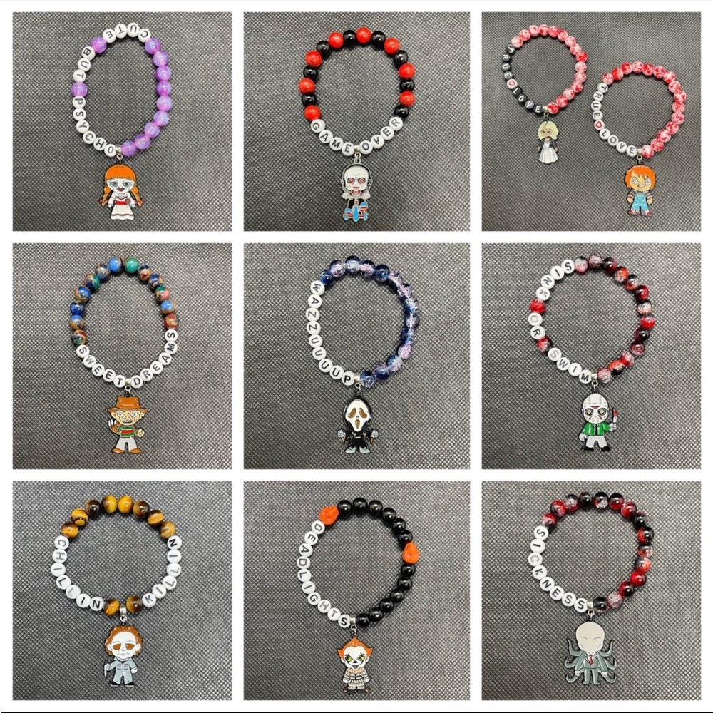 10 Scary Movie Halloween Bracelets ~ 7”